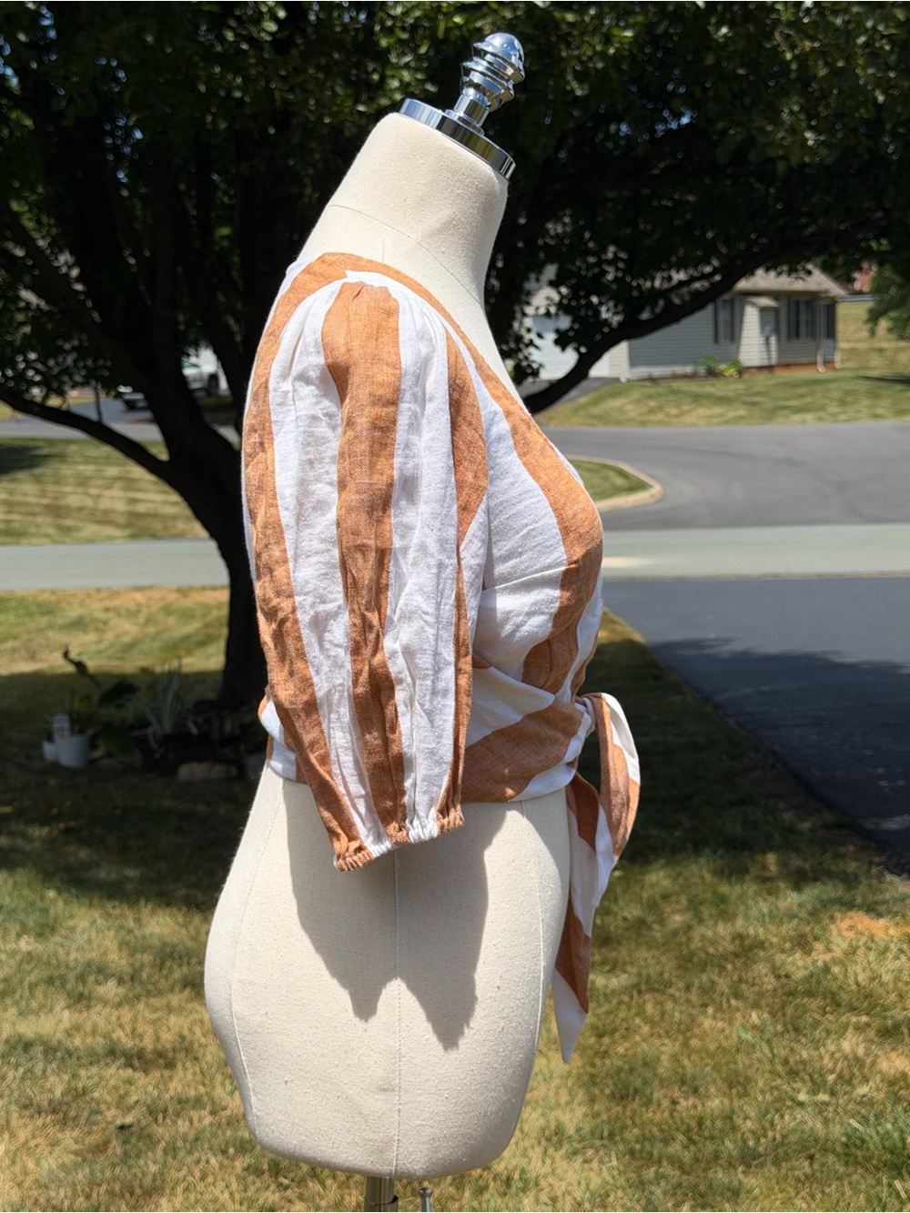 Amanda Uprichard Gloria Euro Summer Linen Blend Tie Front Crop Top Coastal Chic - Picture 10 of 14